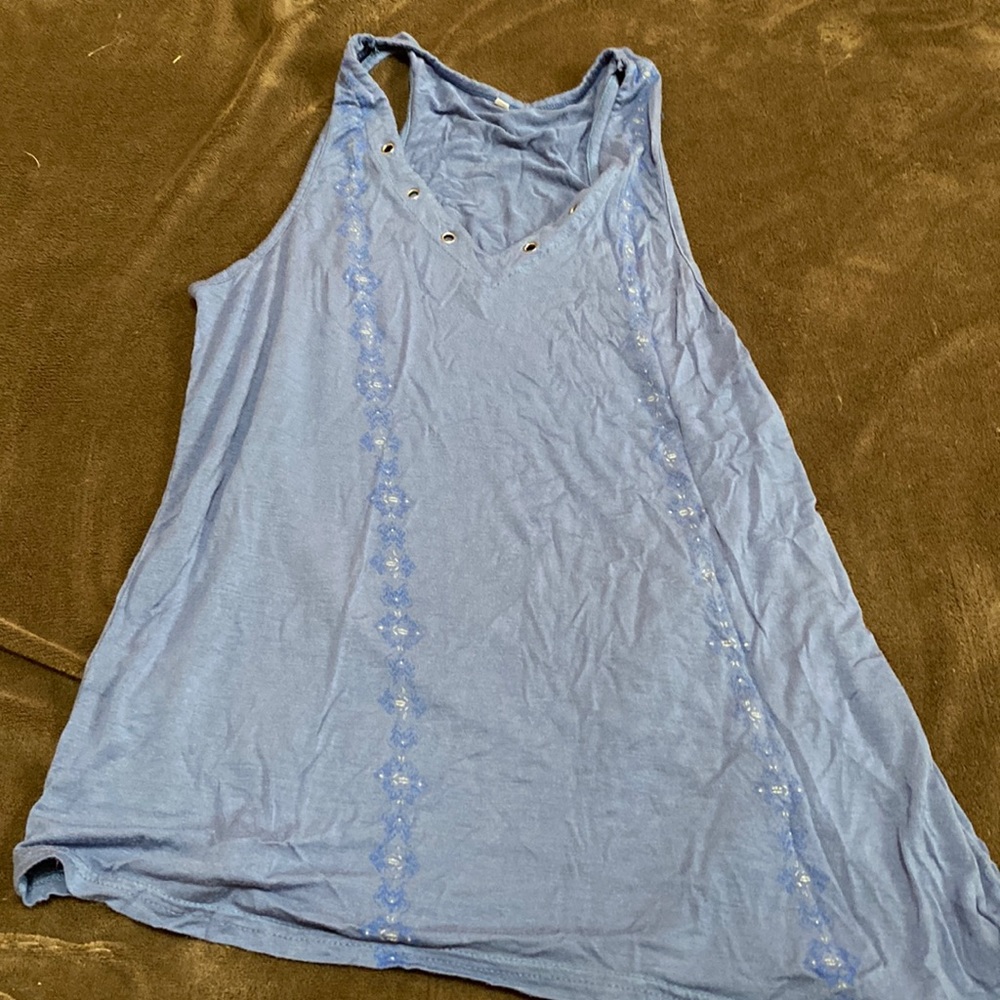 blue v neck tank top
